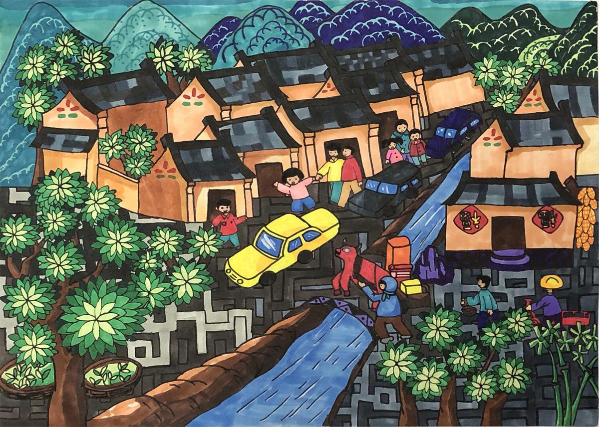 美丽的家乡画大全图片,《家乡的变化》绘画,二年级简单家乡画(第5页)_大山谷图库