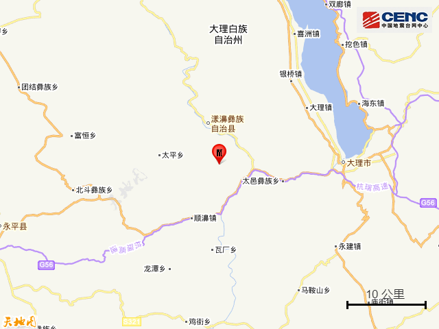 6月5日6时12分，云南大理州漾濞县发生3.4级地震