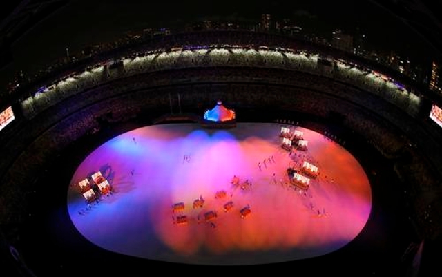7月23日，第32届夏季奥林匹克运动会开幕式在日本东京举行。这是开幕式上的演出（7月23日摄）。新华社记者 徐子鉴 陈益宸 夏一方 摄.jpg