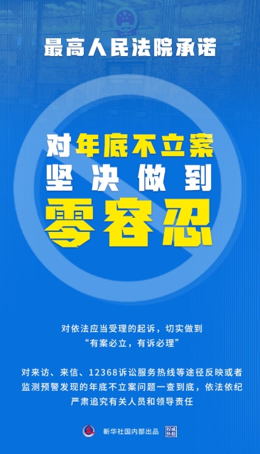 最高法承诺对年底不立案坚决做到零容忍