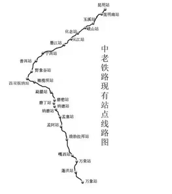 中老铁路线路图