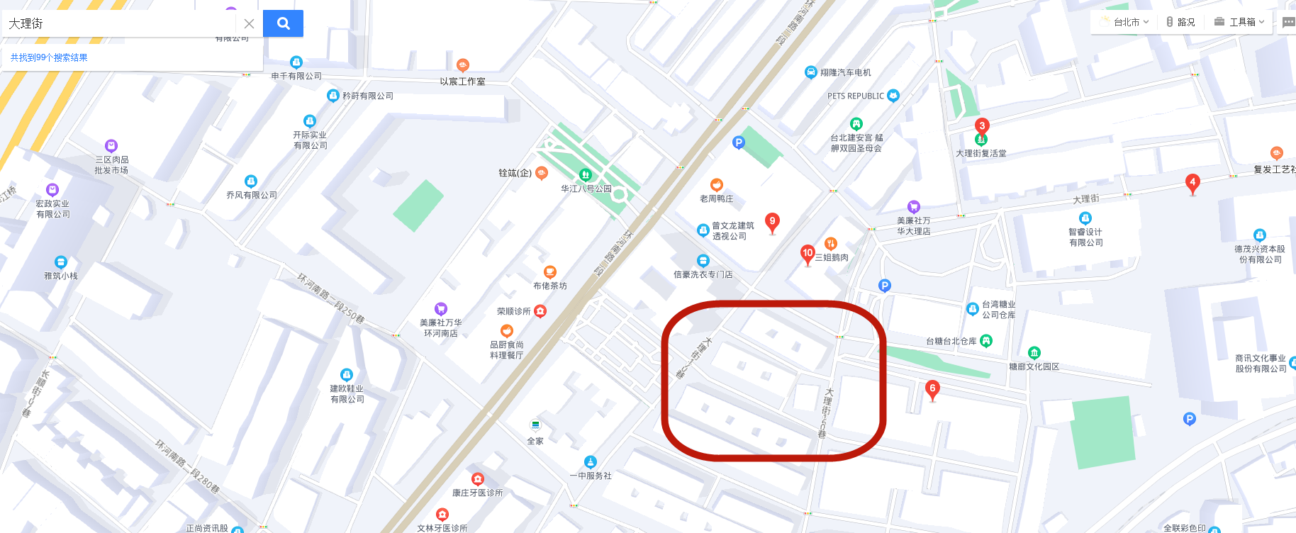 地图可显示台湾省每个街道