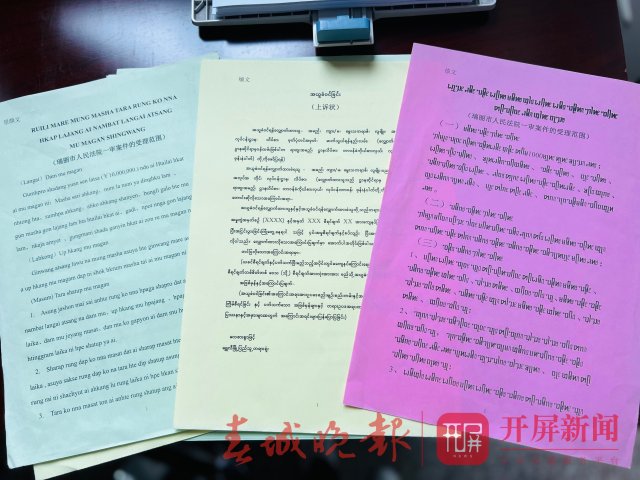 瑞丽法院将诉讼流程、诉讼法律文书模版及法条翻译成当地民族语言和缅语供当事人按需取用.jpg